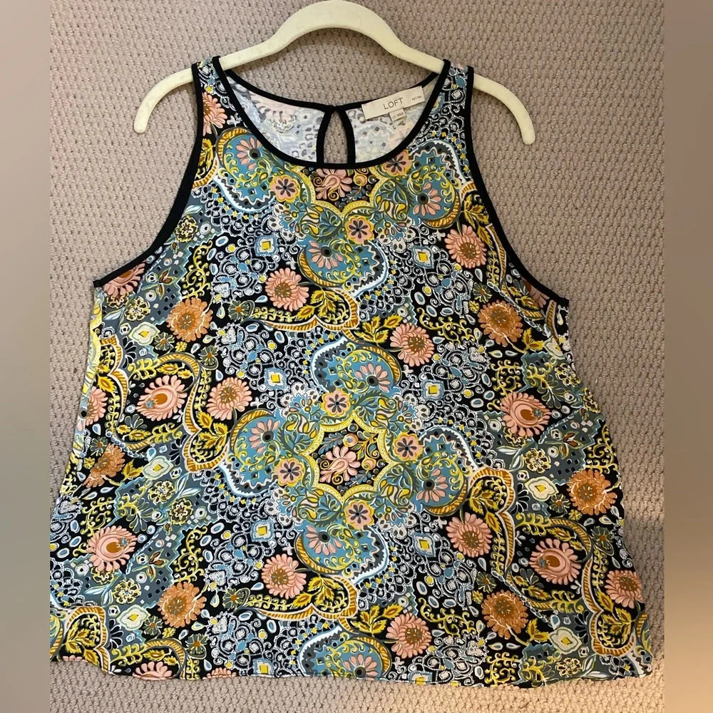 Loft large petite sleeveless boho floral print top
